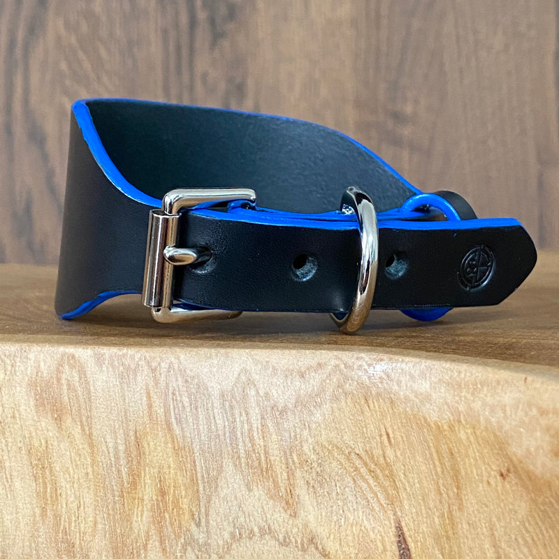 Black Sighthound Collar with Navy Blue edge