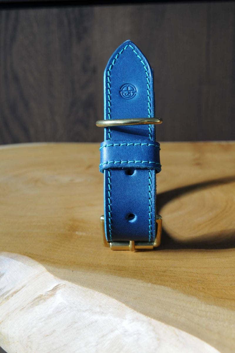 Hand Stitched Coco Classic Collar in Petrol Blue