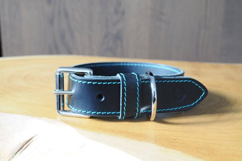 Hand Stitched Coco Classic Collar in Petrol Blue