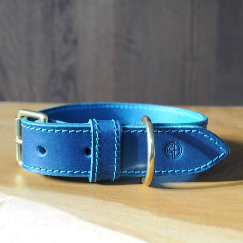 Hand Stitched Coco Classic Collar in Petrol Blue