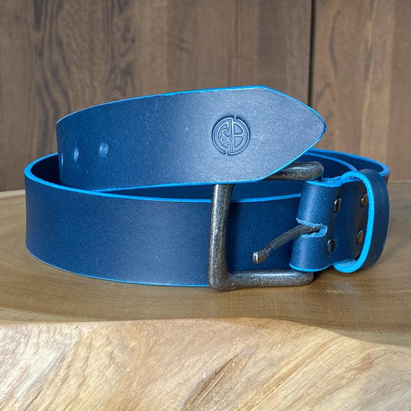 Edge Painted Belt in Petrol Blue