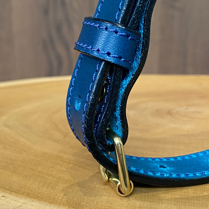 Petrol Blue Coco Classic collar with Black painted edge & Navy stitch