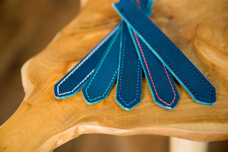 Hand Stitched Sighthound Collar in Petrol Blue