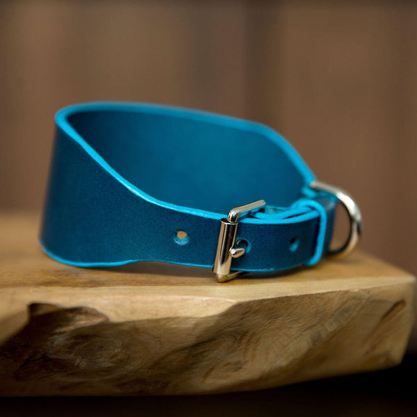 Edge Painted Sighthound Collar in Petrol Blue