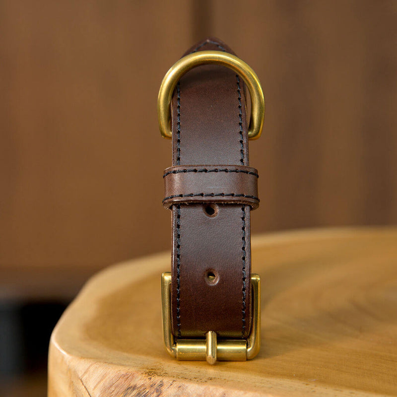 Hand Stitched Coco Classic Collar in Foresta Brown