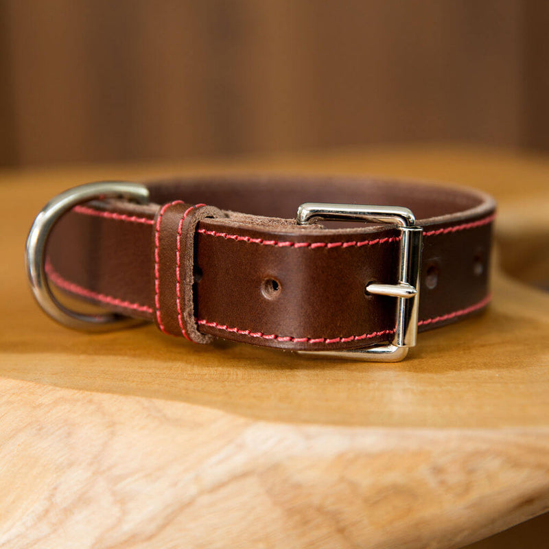 Hand Stitched Coco Classic Collar in Foresta Brown