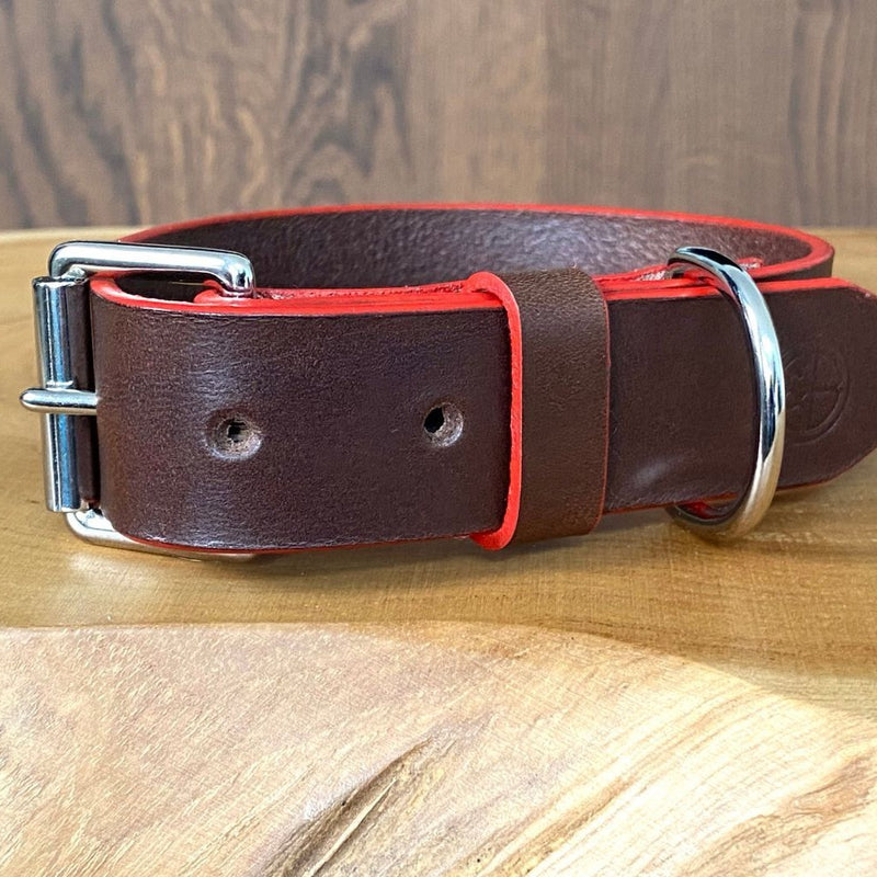 Red edge Painted Coco Classic Collar in Foresta Brown