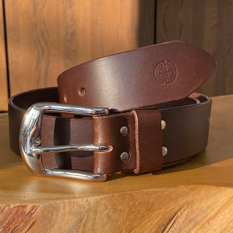 Belt in Foresta Brown with nickel plated buckle