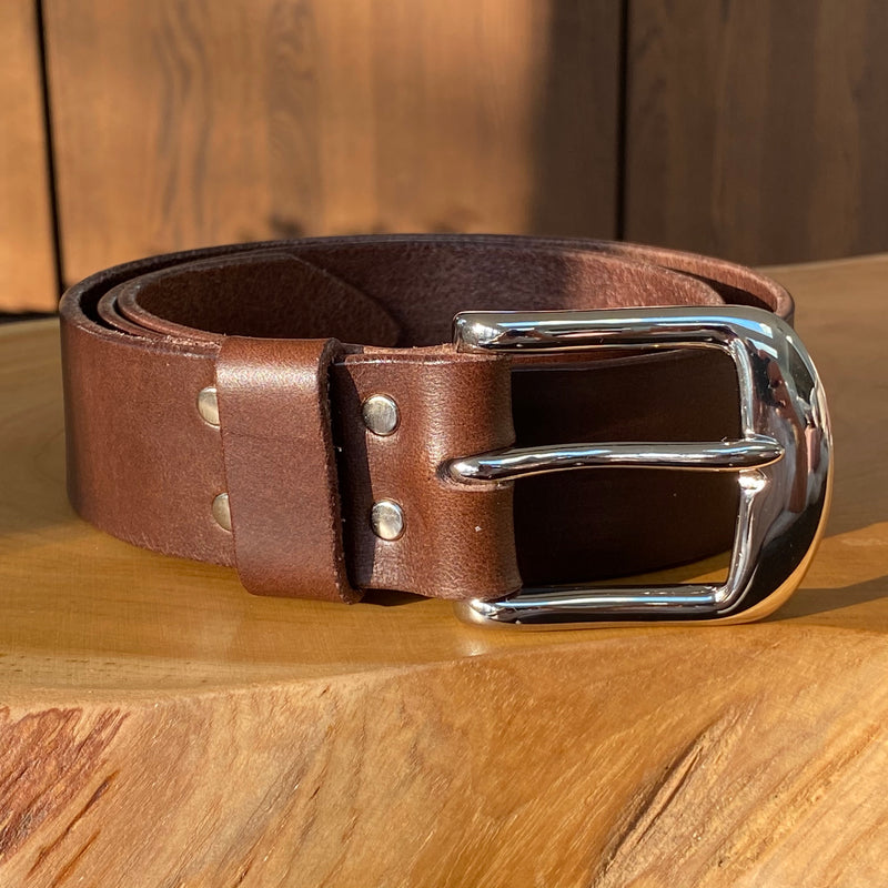 Belt in Foresta Brown with nickel plated buckle