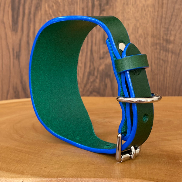 Edge Painted Sighthound Collar in Green