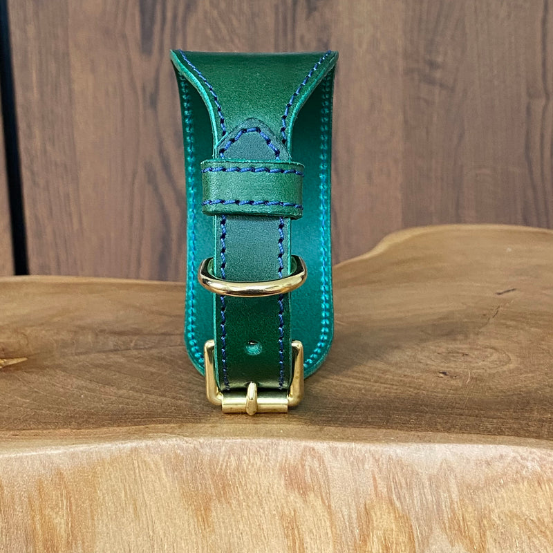 Hand Stitched Sighthound Collar in bottle Green