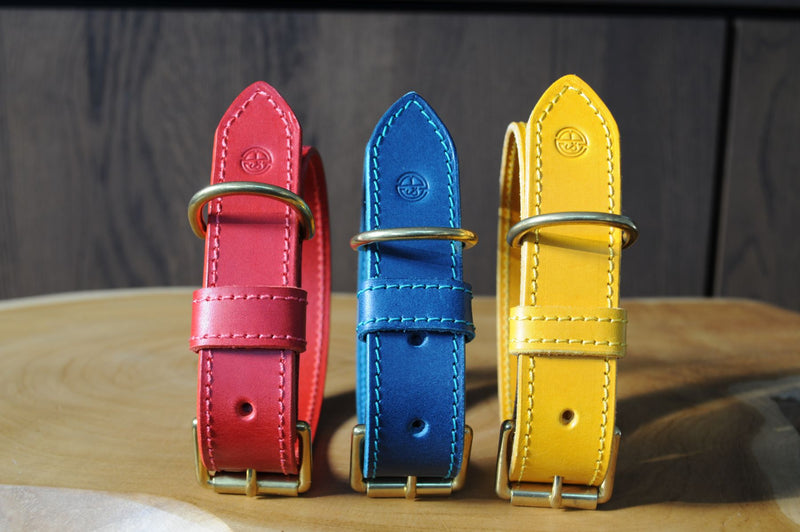 Hand Stitched Coco Classic Collar in Petrol Blue