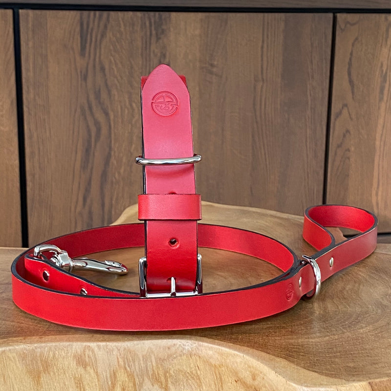 Coco Classic Lead in Red leather with Black painted edge