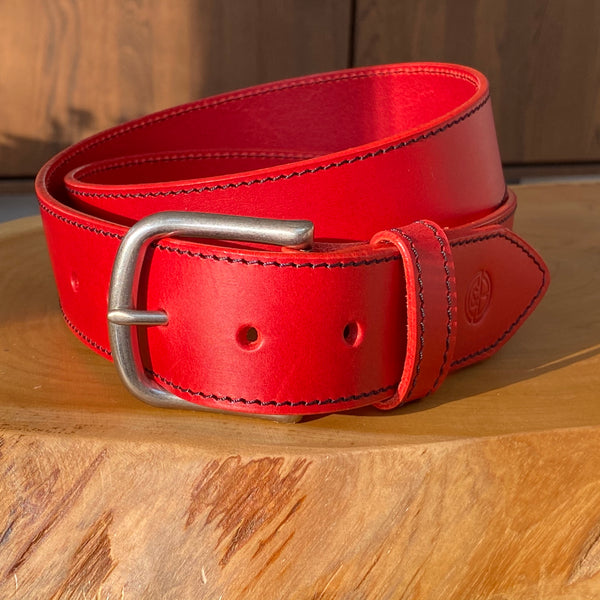 CTM Leather Western Belt - Floral Embossed, 1 3/8" Wide, Removable Buckle, Size 38, Red 9 thumbnail image