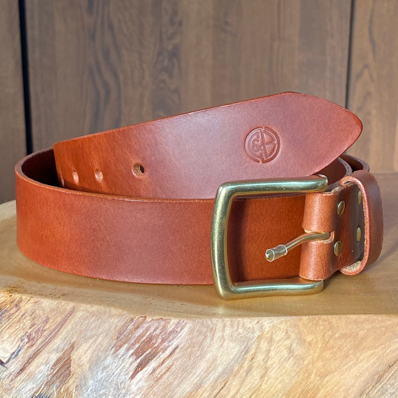 Edge Painted Belt in Tan