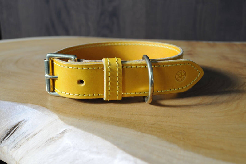 Hand Stitched Coco Classic Collar in Mustard Yellow