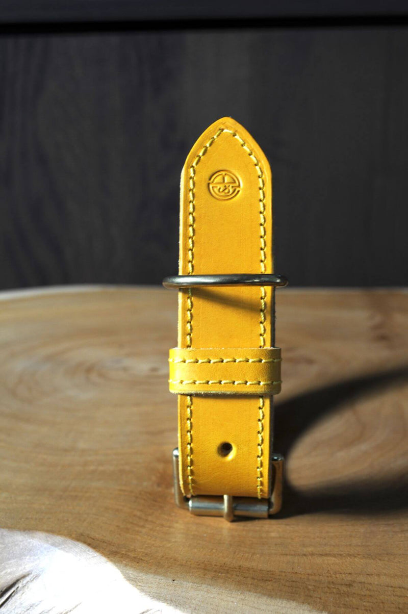 Hand Stitched Coco Classic Collar in Mustard Yellow