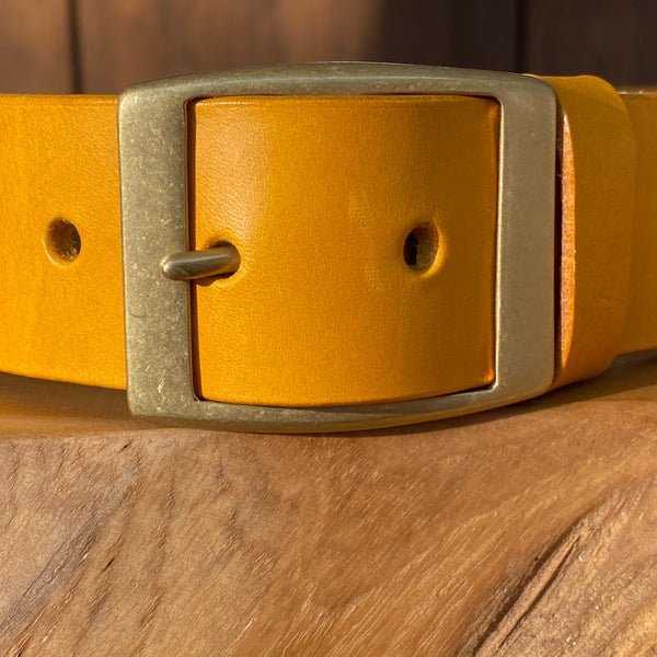 Belt in Mustard Yellow with antique brass buckle