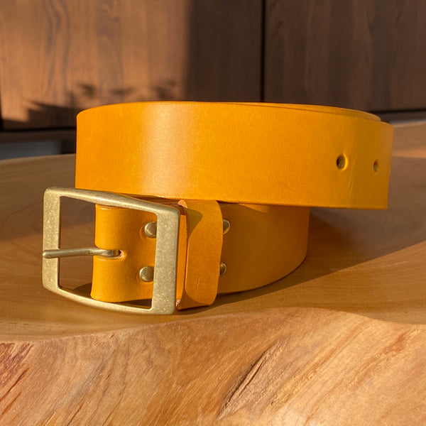 Belt in Mustard Yellow with antique brass buckle